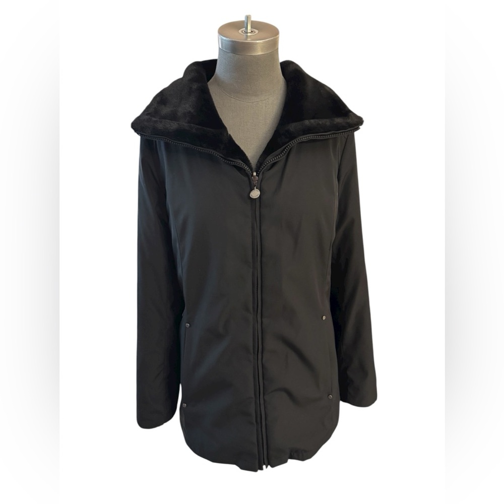 Calvin Klein Reversible Faux Fur Black Jacket Size Small